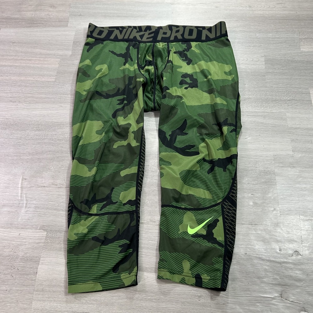 Nike Pro Hypercool Leggings Mens XL Green Camo Compression 3/4 801252-325
